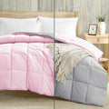 Luxury 100 GSM Summer Comforter Single Bed All Season AC Comforter/Blanket/Duvet Soft & Breathable Lightweight (60 X 90 Inches) - Single Bed Comforter - Baby Pink/Silver Grey Color Kafalo