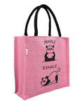 JUTEKA Printed Eco Friendly Jute Bag with Zipper Closure and Premium Cotton Handles for Lunch, Grocery, Tiffin, Office, Shopping