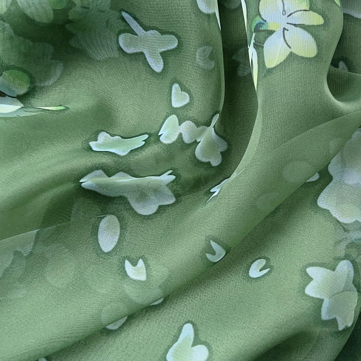 CrossKulture Floral Print Chiffon Scarf - 185 x 135 cm, Lightweight, Soft, Satin Feel, Women Accessory (Colour10)