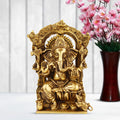 ARTVARKO Brass Lord Ganesh Murti Mangalkari Ganesha Sitting on Lotus Singhasana with Kalash and Mouse Idol Statue for Home Entrance Decoration Showpiece and Gift Height 7.5 Inches