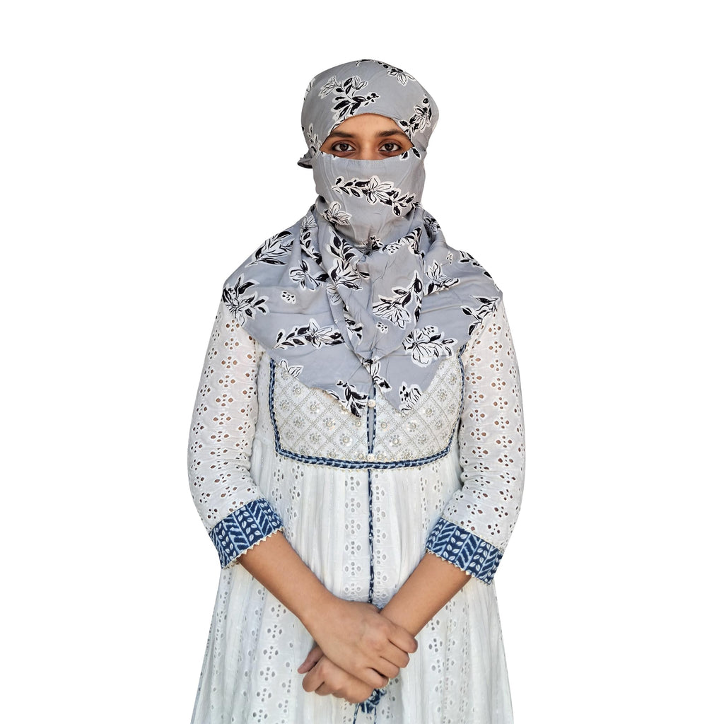 Switchon Rayon Anti Pollution Full face Scarf UV Sun Rays Protection Hijab scarf for women - Free Size (Grey_Multi)