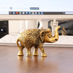 KridayKraft Metal Elephant Statue Small Size Gold Polish 2 pcs Set for Your Home,Office Table Decorative & Gift Article,Animal Showpiece Figurines...