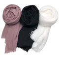 Iba & Isba Women's Plain Crinkled Scarves, Stoles, Hijab (76 x 36 inch) (Black, White & Mauve)