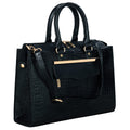 HYATT Leather Accessories Full-Grain Cro Leather Top-Handle satchels Tote Handbags & Shoulder Sling Bags For Women Office Branded Size- L-13.5 X H-10.5 x W- 4.6 Inch (BLACK)