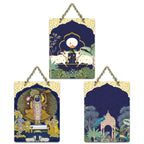 Artvibes Shreenathji & Sacred Cow Religious Art Wall Hanging Home Decorative Wall Art for Prosperity | Spiritual Decor | Wall Illustrations| Stylish Modern Decor Item | Gift Items (WH_9672N), Set of 3