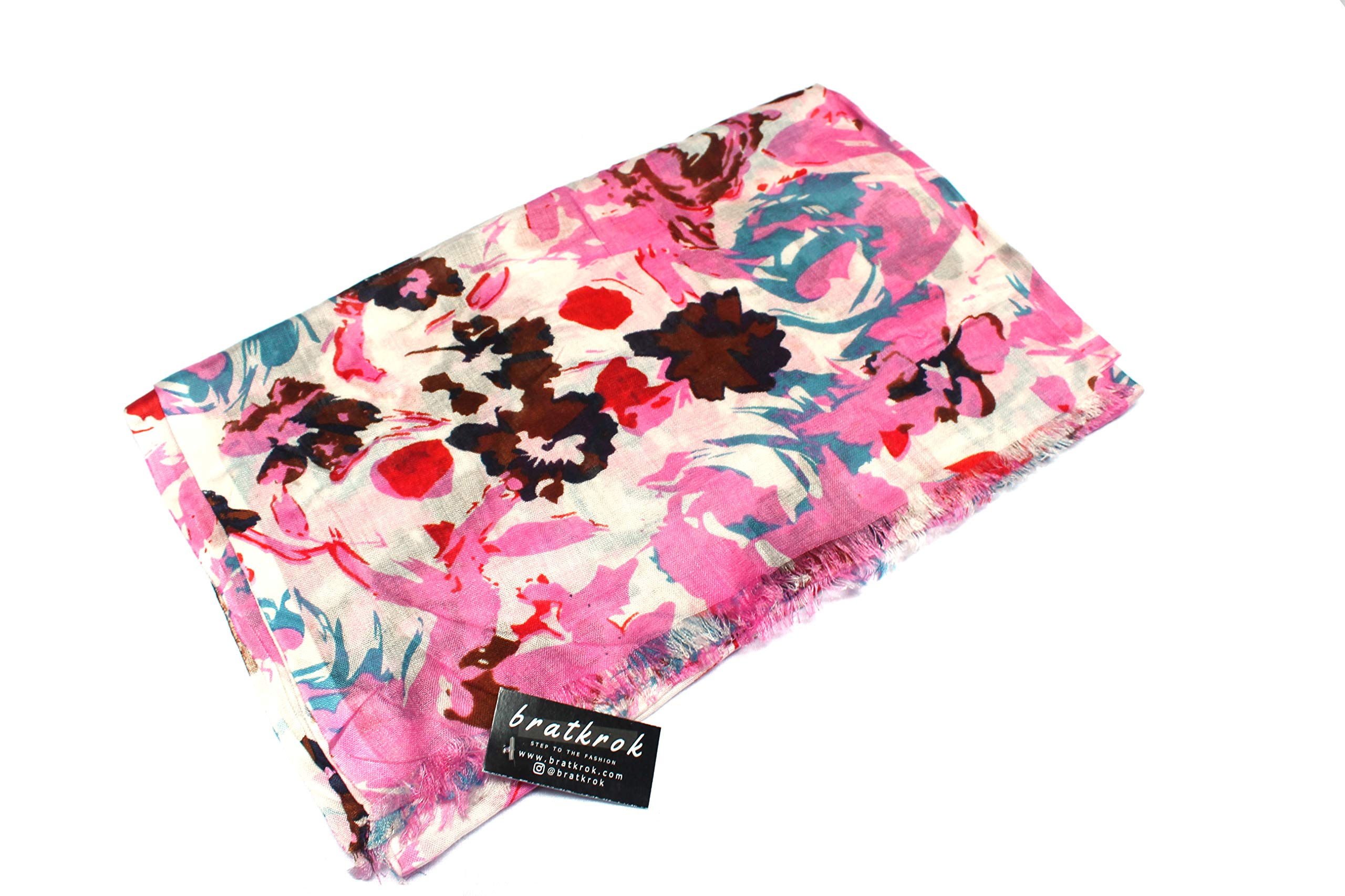 bratkrok WOMEN'S TRENDY FLORAL PRINTED RAYON SCARVES/STOLES MULTICOLOUR (PACK OF 3)