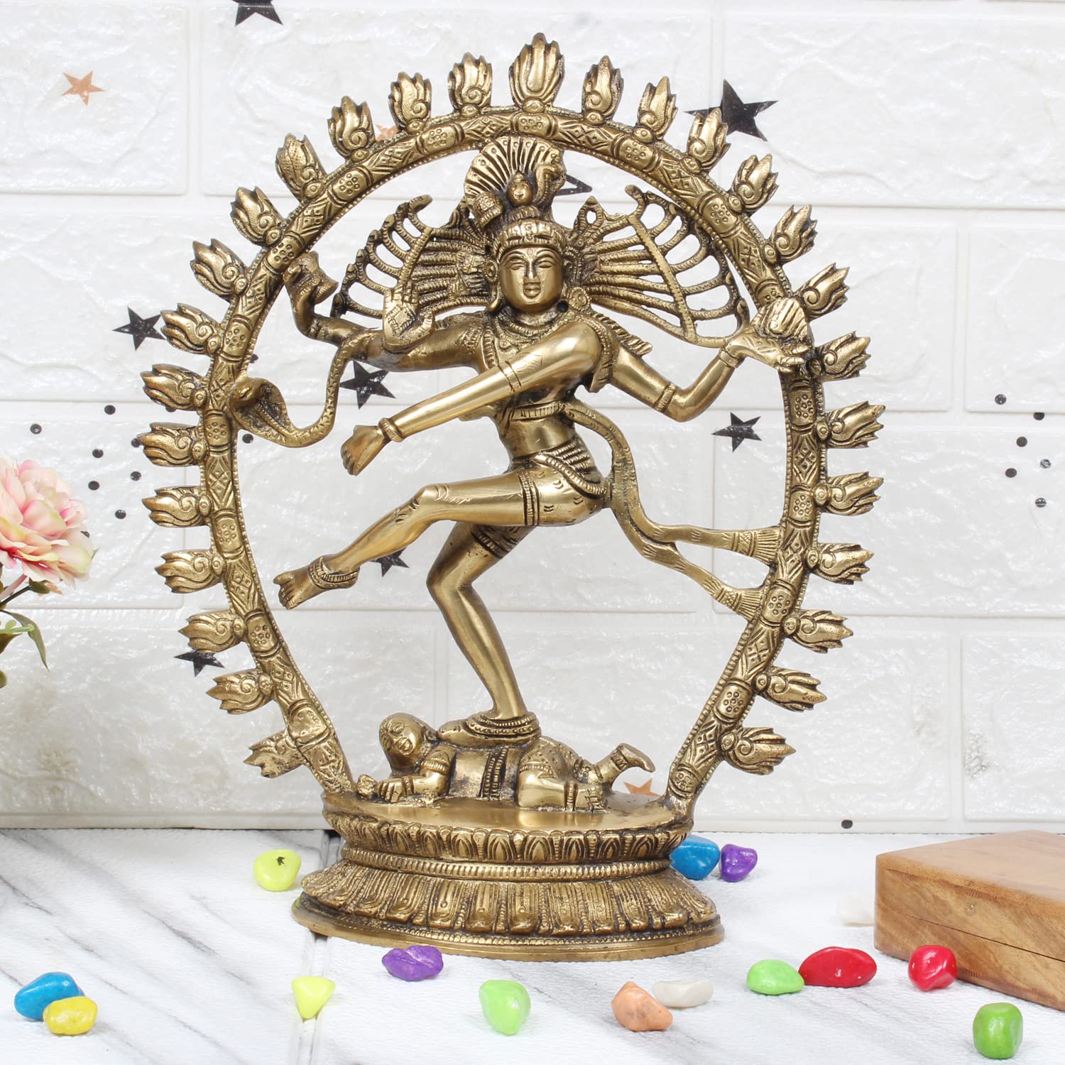 ARTVARKO 1Ft Large Brass Natraj Idol Murti Natraja Bhagwan Large Shiva Dancing Statue Home Decor Mandir Temple Vastu Showpiece for Gift.