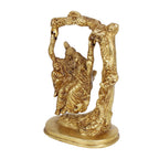 ARTVARKO Brass Gold Murti Radha Krishna Couple Idol Statue Swinging Jhula Under Tree for Home Decor Living Room Pooja Mandir Gift Item Height 6.5 Inch