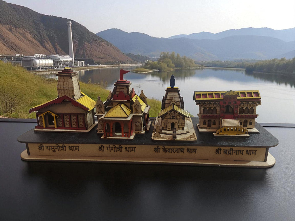 ANI DIVINE 4 Dham Temple in 3D/ Multicolor, Decorative/Kedarnath, Badrinath, Gangotri, Yamunotri Home Office Temple Gift Item Sawan Shivratri