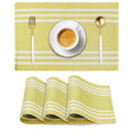HOKIPO Ribbed Cotton Table Mats for Dining Table (Yellow) 4 Piece- IN70-YLW Kafalo