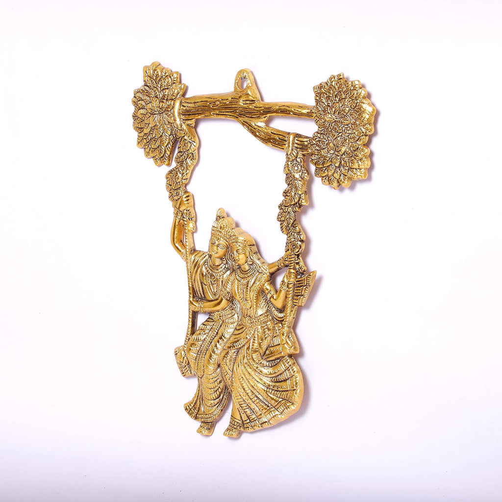 Prince Home Decor & Gifts Ethnic Aluminum Decorative Wall Hanging (Gold, 26 x 32 x 7 cm)