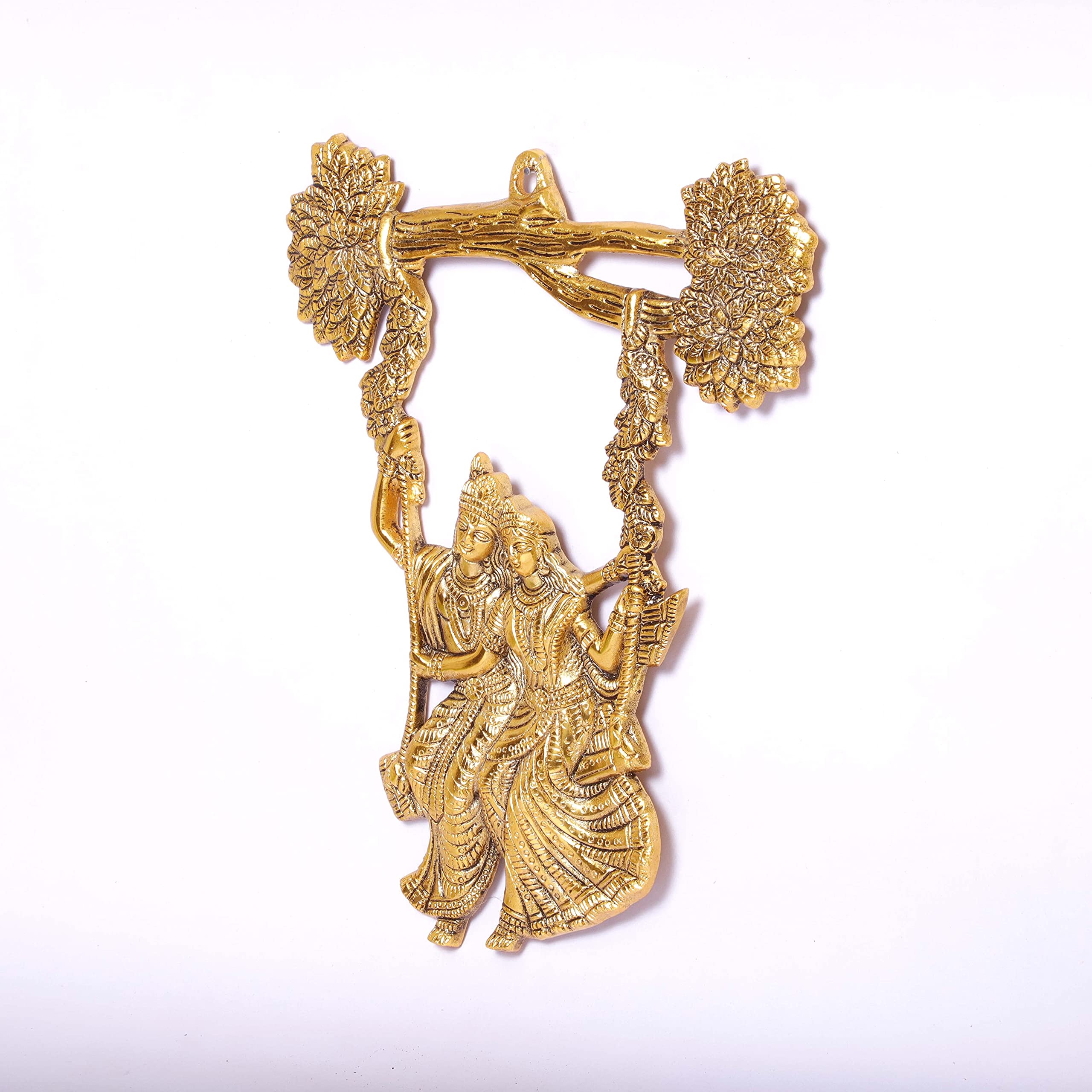 Prince Home Decor & Gifts Ethnic Aluminum Decorative Wall Hanging (Gold, 26 x 32 x 7 cm)
