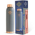 INDIAN ART VILLA Copper Water Bottle Lacquer Coated Silk Finish Leak Proof Ergonomic Design Bottle in Gray Color, 900 ML - Pack of 1