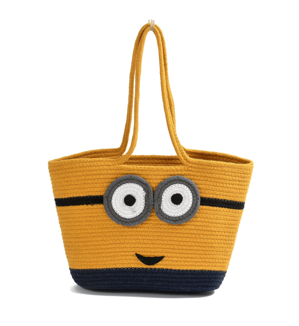 SAMAIR Minion Design Handmade Cotton Dori Tote Bag - Collectable & Reusable for Tote Women (Pack of 1) (A)