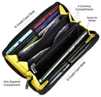 URBAN FOREST Nancy Black Quilted Leather Handbag & Black/Yellow Quilted Leather Wallet Combo Gift Set for Women