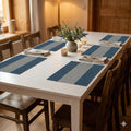 YELONA Placemats Set of 6, Heat-Resistant Woven Vinyl Table Mats, Non-Slip & Washable Dining Tablemats for Kitchen & Dinner Decor, Midnight Blue (45cm x 30cm) Kafalo