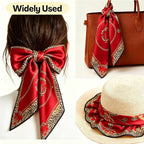 FVALIRD Silk-Like Scarf for Women Stylish - 27.56in Satin Head Scarf, Red Leopard Print Neckerchief, Hair Scarf for Women & Bag Accessory