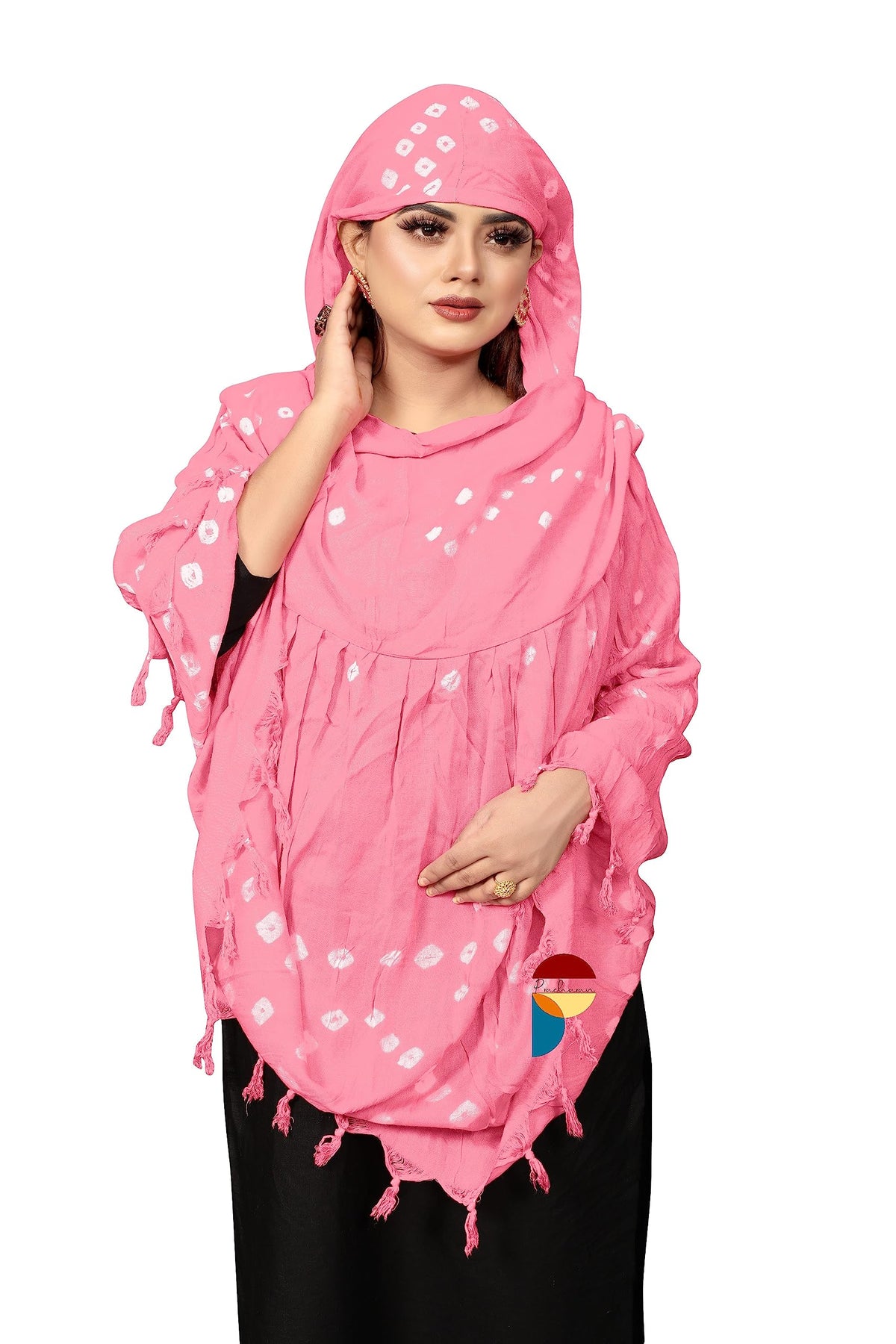 PRACHARAN Women Cotton Stylish Hand Printed Scarf, Anti Pollution Full Face Scarf With Uv Sun Rays Protection Scarf For Women And Girls (Baby Pink), For Female