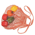 MSK Looms Eco Friendly Light Weight Cotton Net String Bag with Long Handle, Reusable Produce Bag for Fruits and Vegetable - Onion Pink