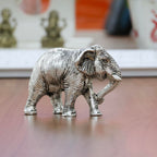 KridayKraft African Elephants Animal Decorative Showpiece Figurine 2 Pcs Set Metal Handcrafed Gold Toned Antique Finish, Home Decor