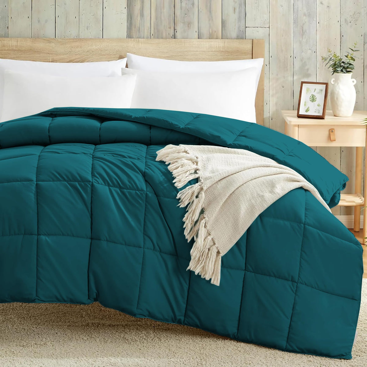 Luxury 100 GSM Summer Comforter Double Bed All Season AC Comforter/Blanket/Duvet Soft & Breathable Lightweight (90 X 100 Inches) - Double Bed Comforter - Teal Color Kafalo