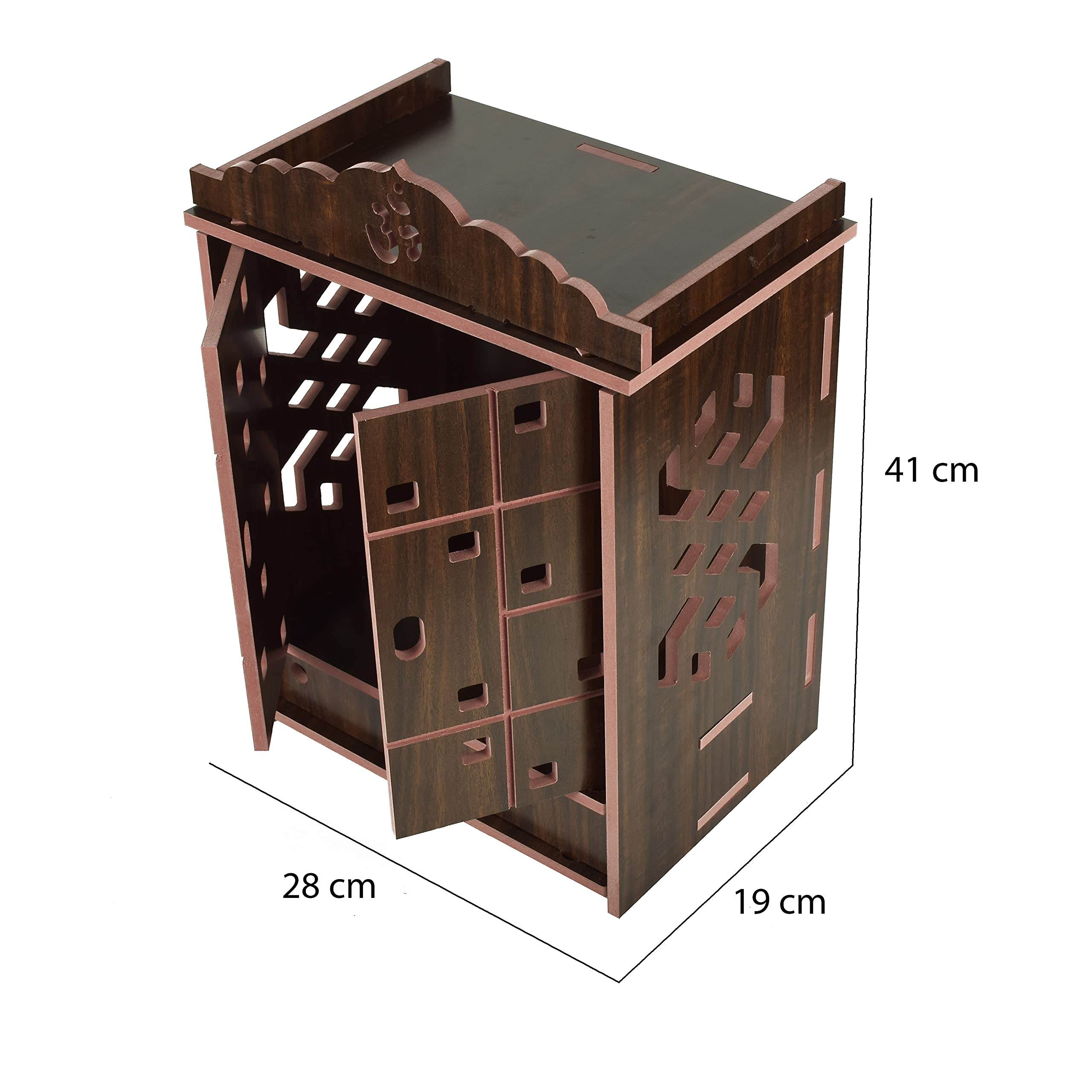 COMERT Enterprise Wooden Wooden Wall Hanging Temple for Home and Shop ,Office and Home showpiece Temple with Acrylic Design Two Door Open Temple (Black)