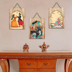 Artvibes Indian Culture Artwork Decorative Wall Art MDF Wooden Wall Hanger for Home | Printed Wall Decoration | Graphic Artwork | Aesthetic Wooden Decor | Sceneries | Ideal Gifts (WH_96125N), Set of 3