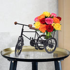 Pure Source India Iron and Wooden Cycle Rickshaw for Flower, Home Decor and Showpiece Kids Toy, Without Flowers (Black-13 X 5.5 X 7.5 INCH)