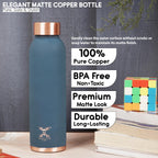 MERCAPE Pure Copper Color Water Bottle 950 ml | Matte Finish Reusable Metal Bottle with Leak-Resistant Cap | Suitable for Home, Office & Travel (Matte Blue)