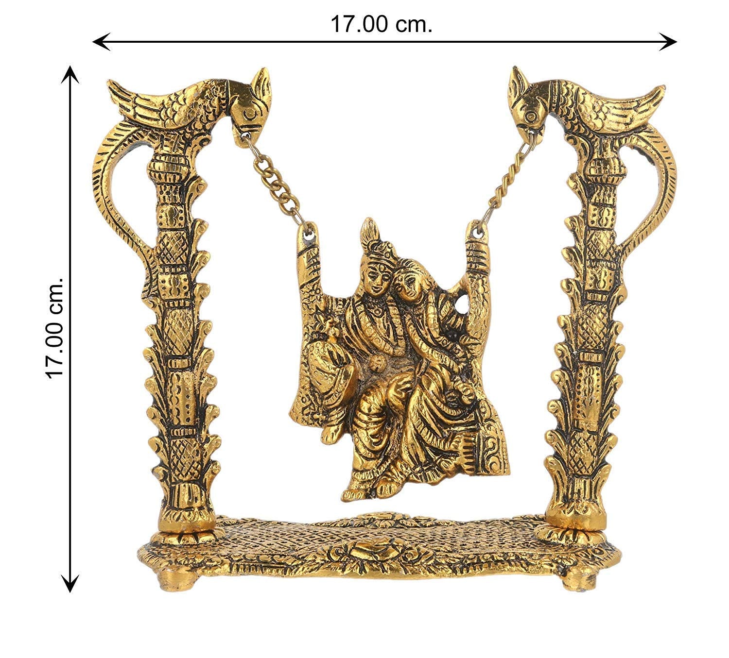 RCI Handicrafts Spiritual of Love Radha-Krishna Jhula Idol – Handcrafted Divine Swing Statue for Home Décor, Temple, Pooja Room & Auspicious Gifting on Festivals (Golden)