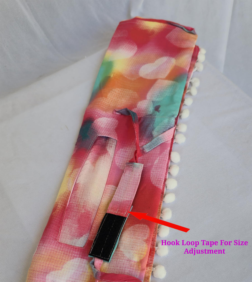 Switchon Rayon Mill dye Innovative scarf for Women with closer 4 inch Hook and Loop Tape size adjustable (Red_Multi)