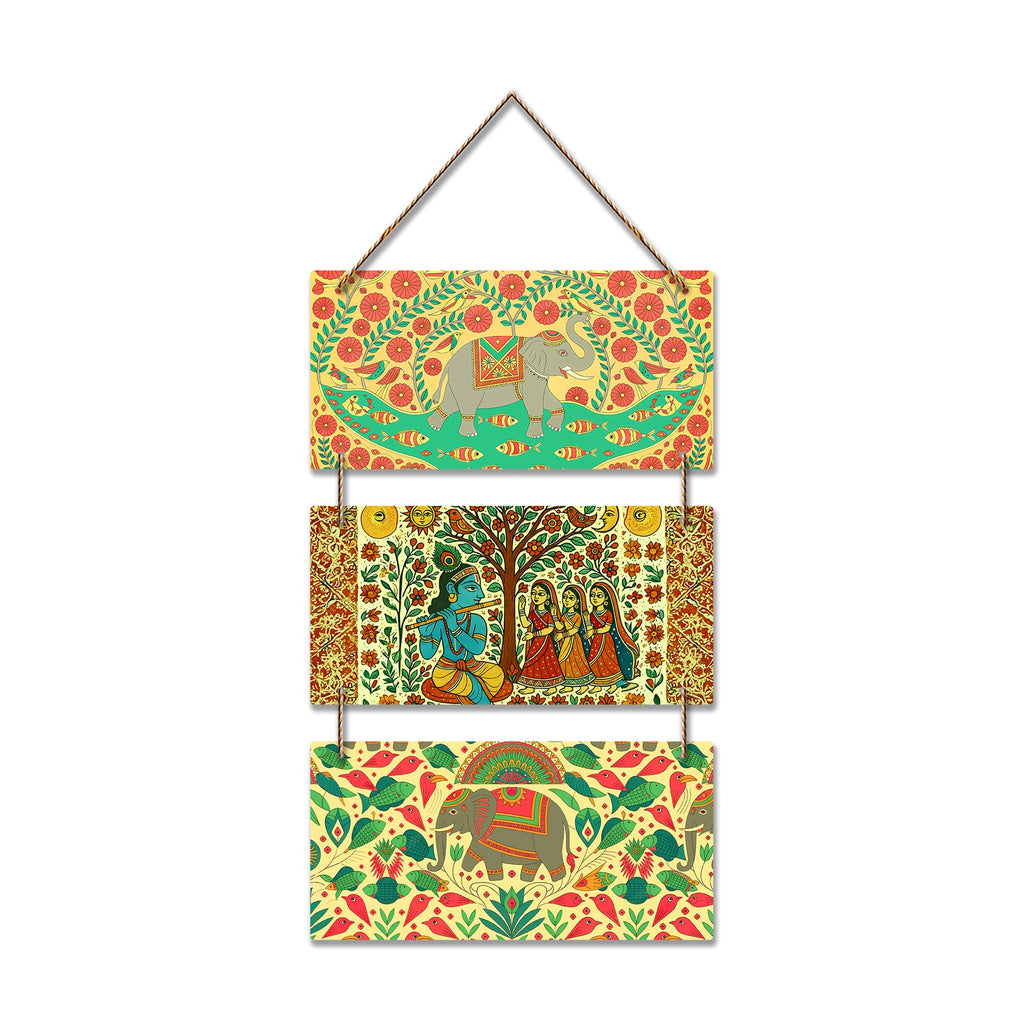 Artvibes Divine Shree Krishna Playing Flute Religious Wall And Door Hanging for Home Temple | Spiritual Decor Items | Wall Illustrations | Artwork| Stylish Modern Decor Item | Gift Items (WH_9450N)