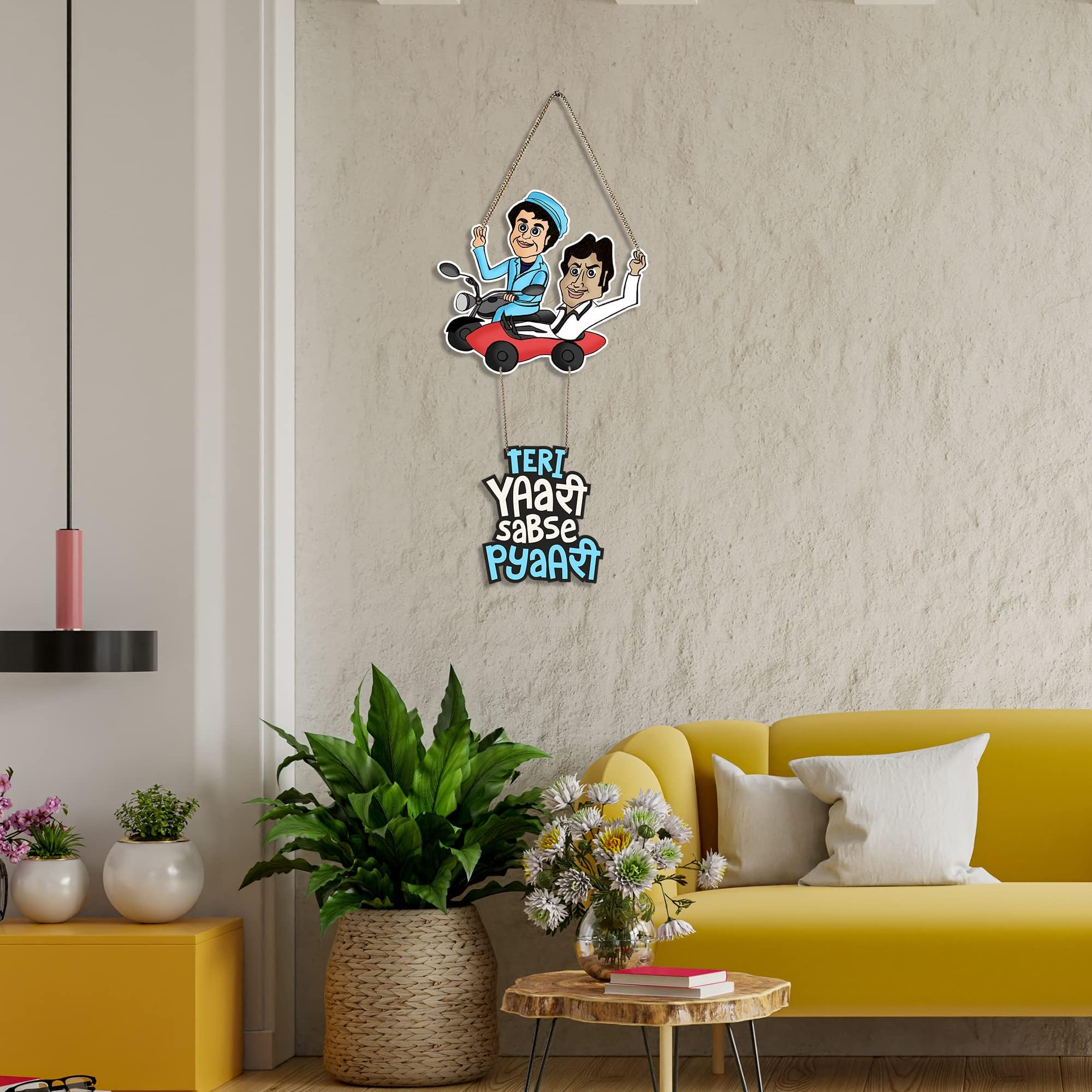 Artvibes Teri Yaari Sabse Pyari Printed Wooden Wall Art for Living Room | Quotes Decor Item | Wall Accents | Friendship Quotes Gift Items | Wall Illustrations | Aesthetic Wall Hanging(WH_5710NN)