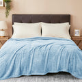 VOMZER Premium Plush Double Blanket | 300 GSM Lightweight Cozy Soft for Bed Sofa Couch Travel Camping| 254X229 Cm /90x100 Inches Washed Blue Kafalo