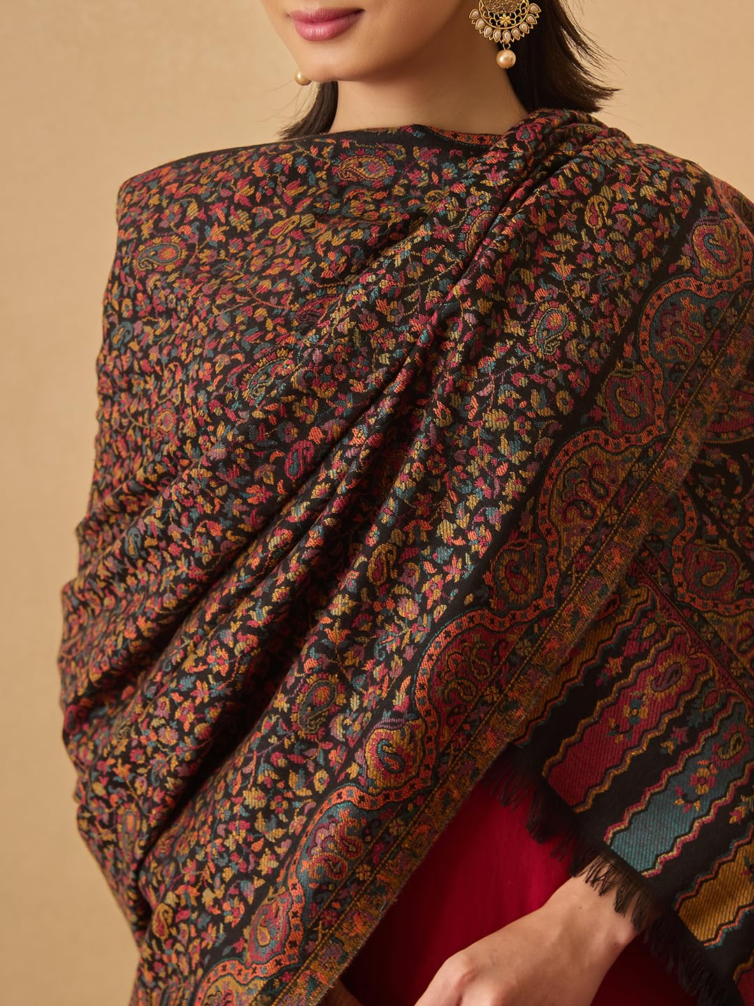 Pashmoda Women Mehak Kaani Wool Blend Kashmiri Shawl (Size: 40x80in, 101x203cm) RSS42