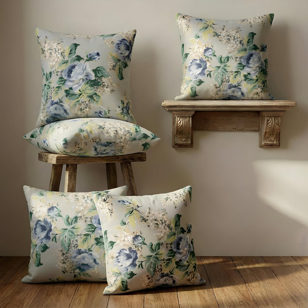 Clasiko Cotton Cushion Covers 22x22 – Set of 5 Decorative Cushion Covers, Garden Frost, Soft Cotton, Hidden Zip, Sofa & Bedroom Décor