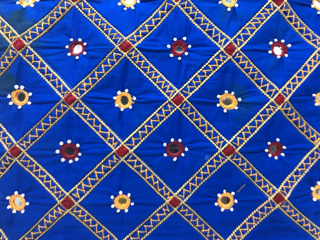 srishopify handicrafts Handmade Bag Multipurpose Cotton Ethnic Designer Travel Shoulder Bag Ladies Hand Bag for Women Stylish Shopping Tote Bag (30x40x10 cm Medium Embroidery) Blue