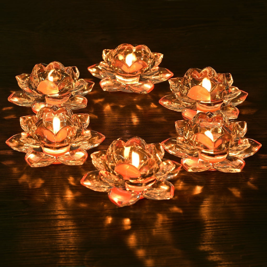 SLY Crystal Lotus Candle Holders Creative Decoration 5 Inch for Home Decoration, Votive Activity, Wedding, and Gift, Set of 2pcs