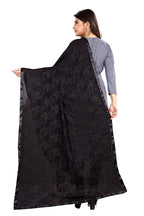 AKSHAR LLC Miss India Women's Chiffon Dupatta with Karachi Embroidery Work (black)