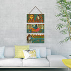Artvibes Religious Madhubani Art Wooden Art Decoration Item for Home | Graphic Artwork | Decoration Wall Hanging Items | Wall Sculpture | Wall Poster | Aesthetic Wall Art | Unique Gift (WH_9434N)