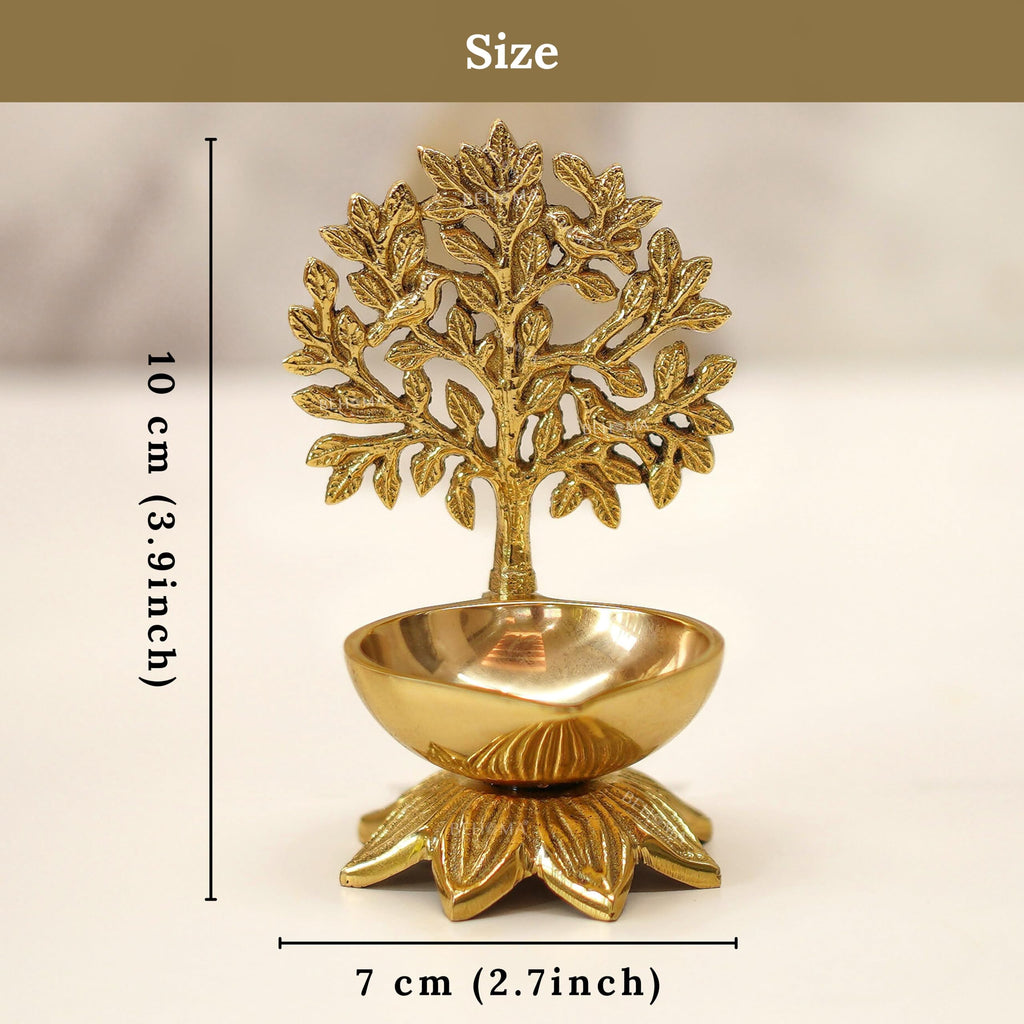 Behoma 100% Pure Brass Handcrafted Kalpavriksha Diya for Puja - Set of 2
