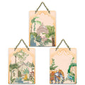 Artvibes Ancient Times Royal Art Wooden Wall Hanger for Home Decor | Room Decoration | Handcrafted | Wall Sculpture | Handcrafted Art | Unique Gift Items (WH_96137N), Set of 3
