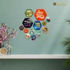 Artvibes Find Your Purpose Hexagon Shape MDF Wooden Wall Decor Items | Quotes Decor Item | Motivational Wall Decor | Wall Accent | Gift Items | Office Wall Decoration Items (WPS_227N), Set of 13