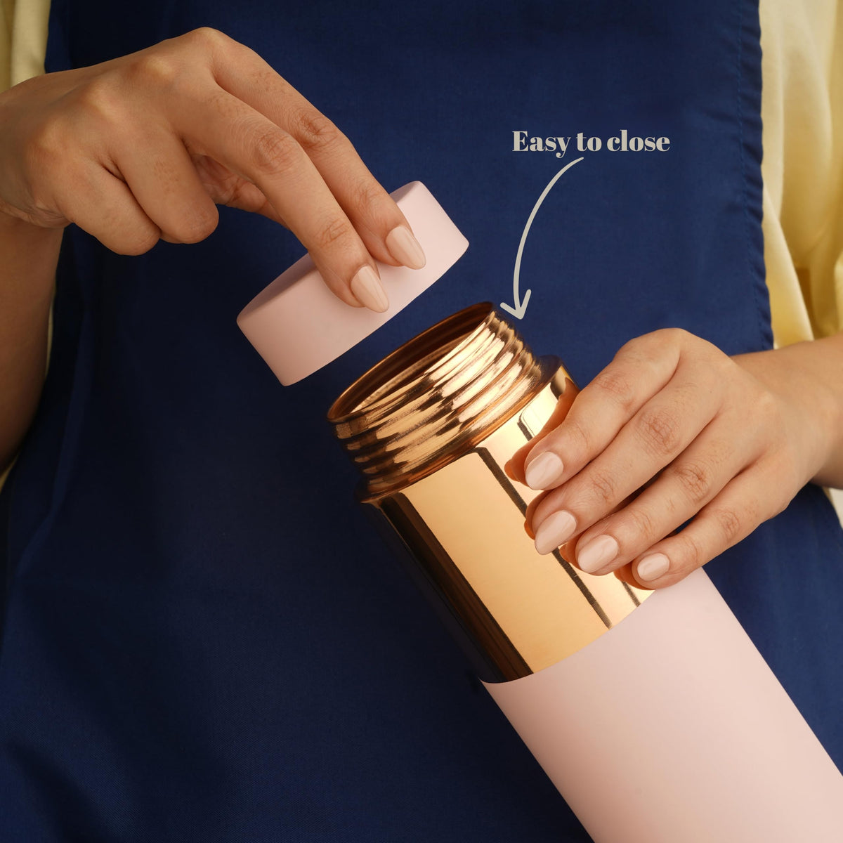 Nayasa Tower Deluxe Copper Water Bottle- 1000 ML | Leak Proof And BPA Free Premium Copper Water Bottle | Ideal For Office & Daily Use | Boosts Immunity, Supports Digestive & Liver Health | Pink