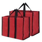 DOUBLE R BAGS Big Eco Cotton Canvas Shopping Bag | Red Jhola Bag for Milk, Grocery, Fruits & Vegetables | Reinforced Handles | 43×21×35.5 cm | 1 Compartment Kitchen Essential (Pack of 2)