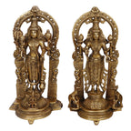 ARTVARKO Big Pure Brass Laxmi Narayana Murti for Home Puja Handmade Standing Lakshmi Vishnu Idol Gold Height 16 Inch