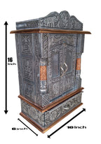 Genaric Vd-Star Aluminium And Copper Oxidized Metal Wooden Handcrafted Designs Temple (Silver And Bronze),H-16In