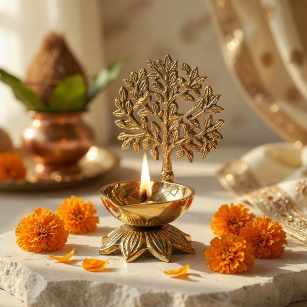 Behoma 100% Pure Brass Kalpavriksha Diya for Puja | Deepak for Mandir