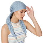 The Headscarves Women Bamboo Pre Tie Scarf (HS107 Faded Denim)