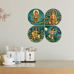 Artvibes Spiritual Handcrafted Mdf Wooden Decorative Wall Hanging | Living Room Decor | Bedroom Wall Decoration Items | Gifts For Men Women (Wh_8445N) - Set Of 4
